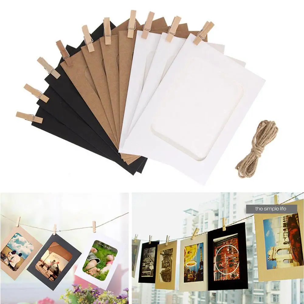

5 Inch Hang Paper Simple Photo Album +Rope+Clips Sets Hanging DIY Album for Photo Postcard Vintage Decoration for Wall