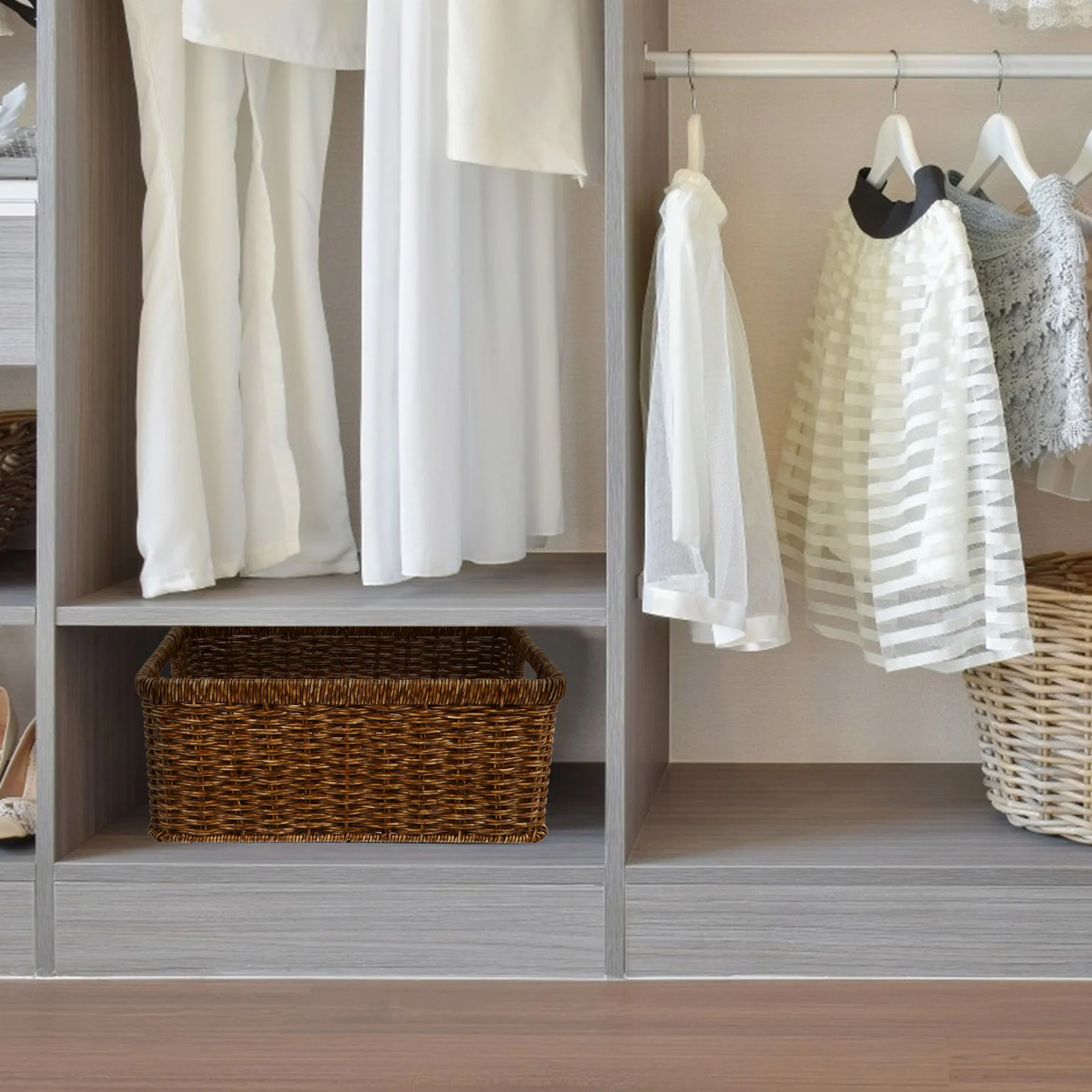 

Rattan Basket Dirty Clothes Toys Storage Organizer Bins Clothing Wicker Closet Weave