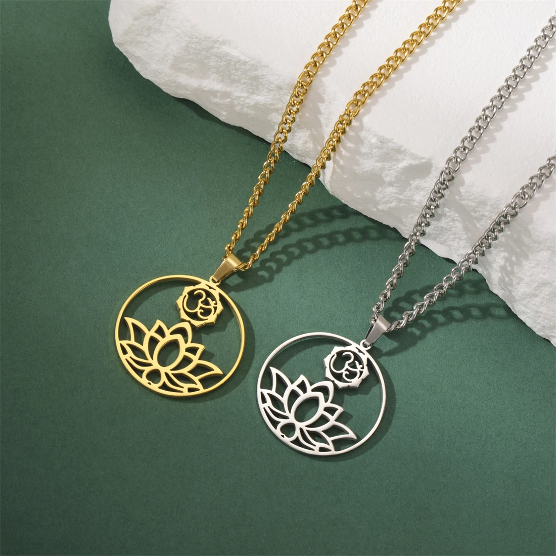 EUEAVAN OM символ йога кулон ожерелье для женщин из нержавеющей стали полые ожерелья