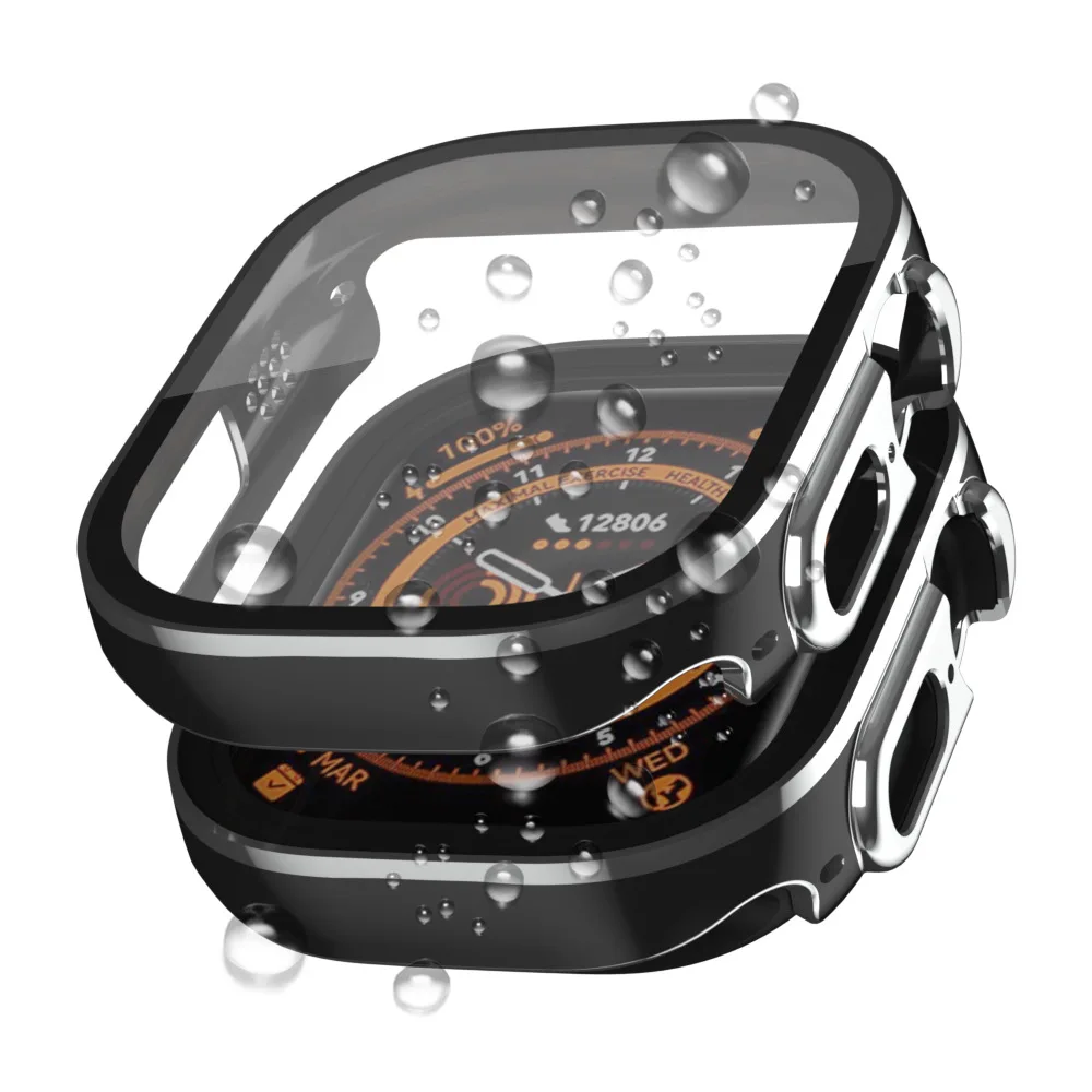 Gase+Film For Apple Watch Ultra Series SE 7 6 5 4 PC Waterproof Case for Iwatch 49 45 41 44 40mm Straight Edge  Protector Cover