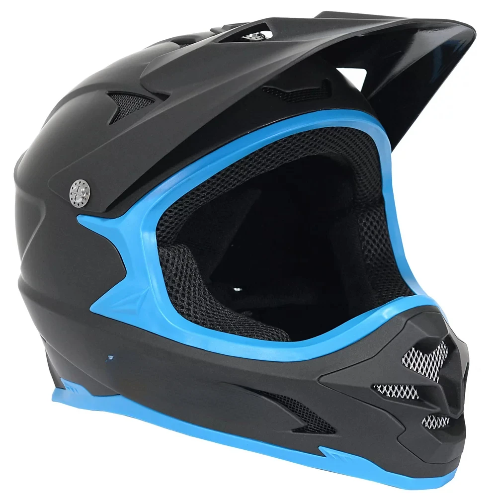 

Full Face Unisex Kids Bike Helmet, Black & Blue, Ages 8+