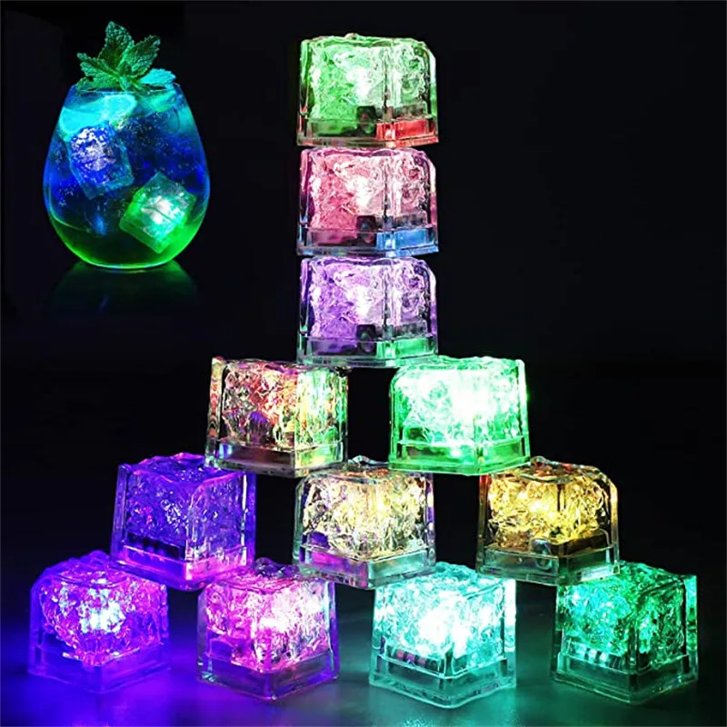 

Colorful Luminous Ice Cubes Night Light Touch Sensor Liquid Induction LED Flashing Lamp for Bar Party Wine Glass Decor Lights