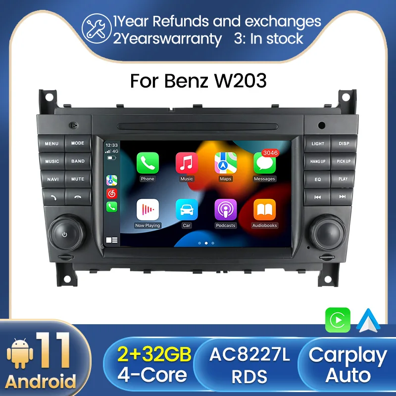 

Автомобильный мультимедийный плеер на Android 11 RDS для Mercedes Benz C-Class W203 CLC Радио Стерео GPS навигация Авторадио Wifi OBD2 головное устройство