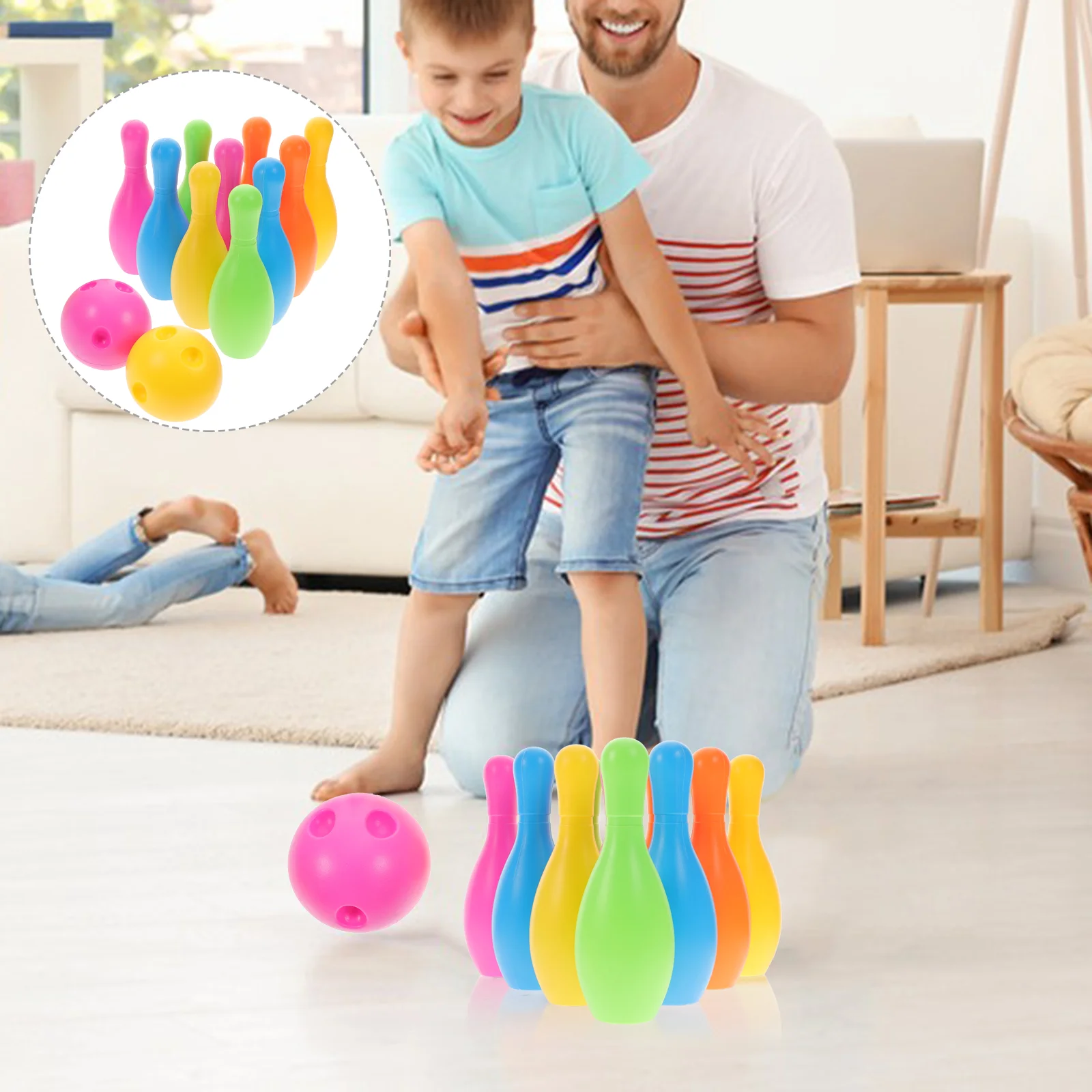 

Bowling Kids Indoor Ball Game Toy Balls Parent-child Interactive Sports Kit Toss