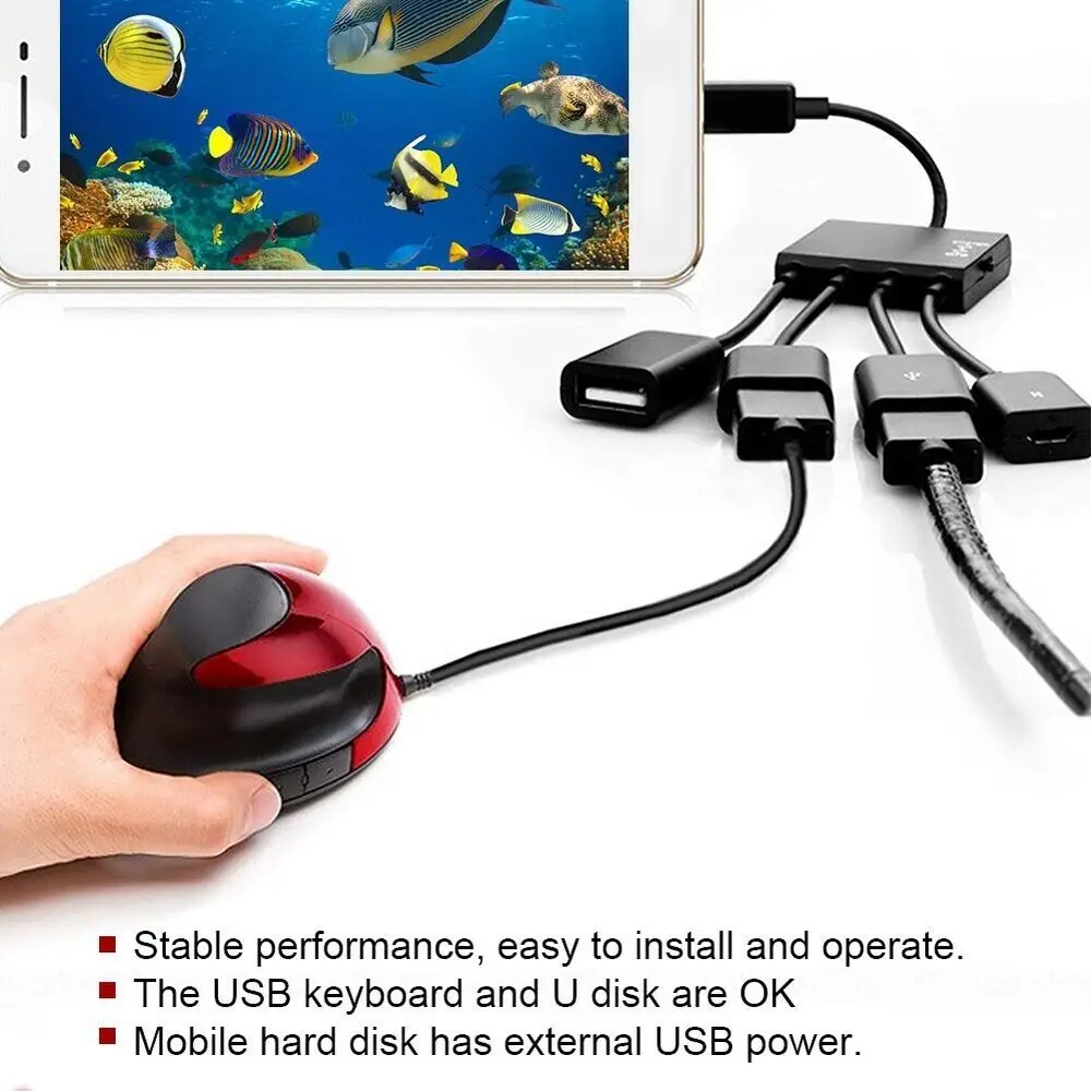 

Phone Charging Host Cable Power Converters 4 In 1 Usb Charging Cable Micro Usb Hub Usb Converter Adapter Cable Wire