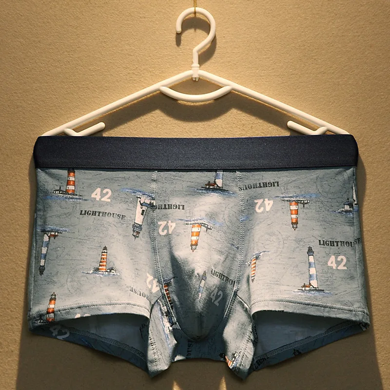 

Printed men's underwear men's cotton boxers trend personality cute cartoon summer thin breathable boxers