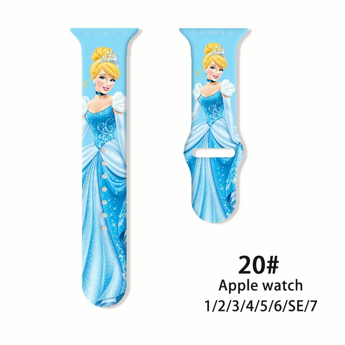 Силиконовый ремешок Disney Princess Melody для Apple Watch Band, браслет для iWatch SE 7 6 5 4 3 2 1, 41 мм 45 мм 44 мм 42 мм 40 мм 38 мм (art.: 3920bef20fa13) - 3920bef20fa13