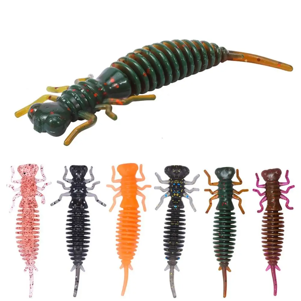 

10PCS PVC Larva Bait Sports 10 Colors 55mm Dragonfly Worm Soft Lure Fishing