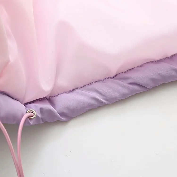 Winter Thicken Rainbow Contrast Women's Down Jacket Loose Padded Student Winter Coat Women Warm College Parka Female