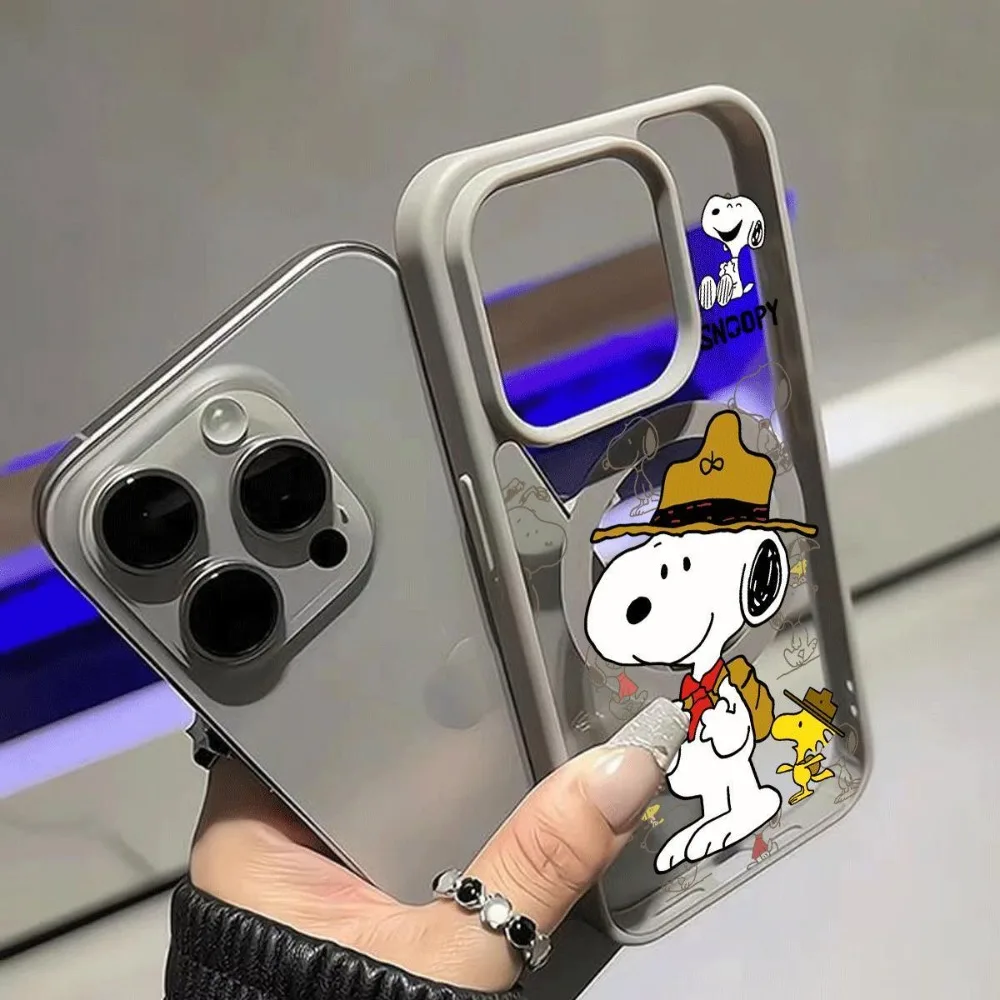 Фото Новый аниме-чехол для телефона Snoopy Magsafe, защитный чехол для iPhone 17 Air 16 15 14 Plus 13 Pro Max, TPU, с беспроводной зарядкой, подарок для девочек №5