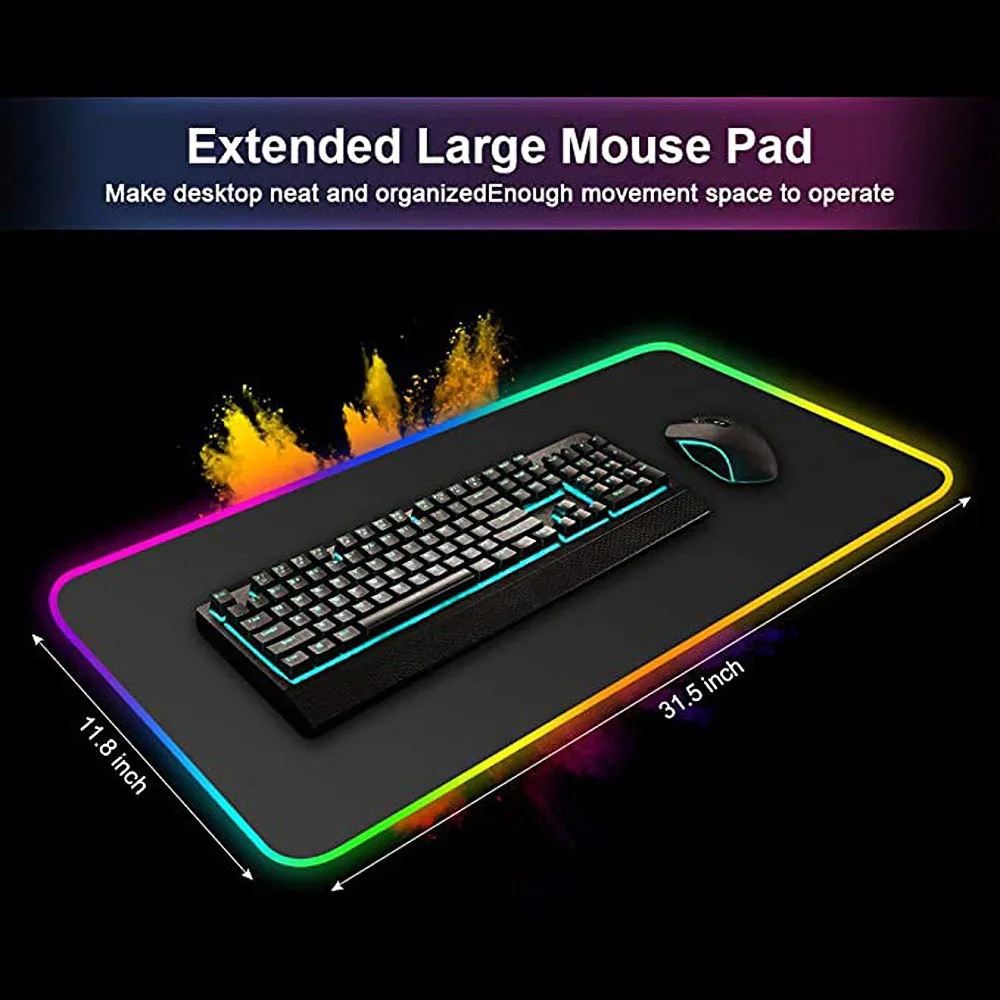

Large Size Colorful Luminous RGB Gaming Mouse Pad Anti-Slip Rubber Base Computer Keyboard Mouse Pad Anti-slip For Computer PC