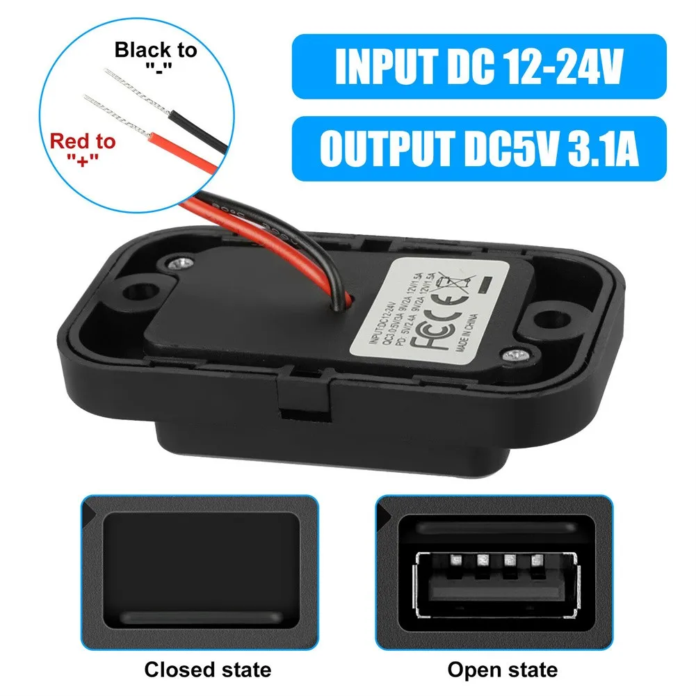 

Dual USB Car Charger USB Car Charger 24W 2pcs 4.8A 66.5x39mm ABS Adapter DC 12V-24V Dual Ports Socket Vehicles