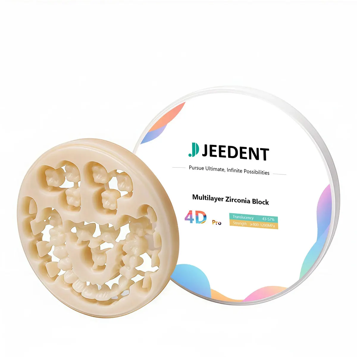 Фото JEEDENT 4DPRO Высокопрочный многослойный циркониевый блок 98 мм, суперпрозрачный оксид циркония для CAD/CAM-систем в зуботехнических лабораториях №5