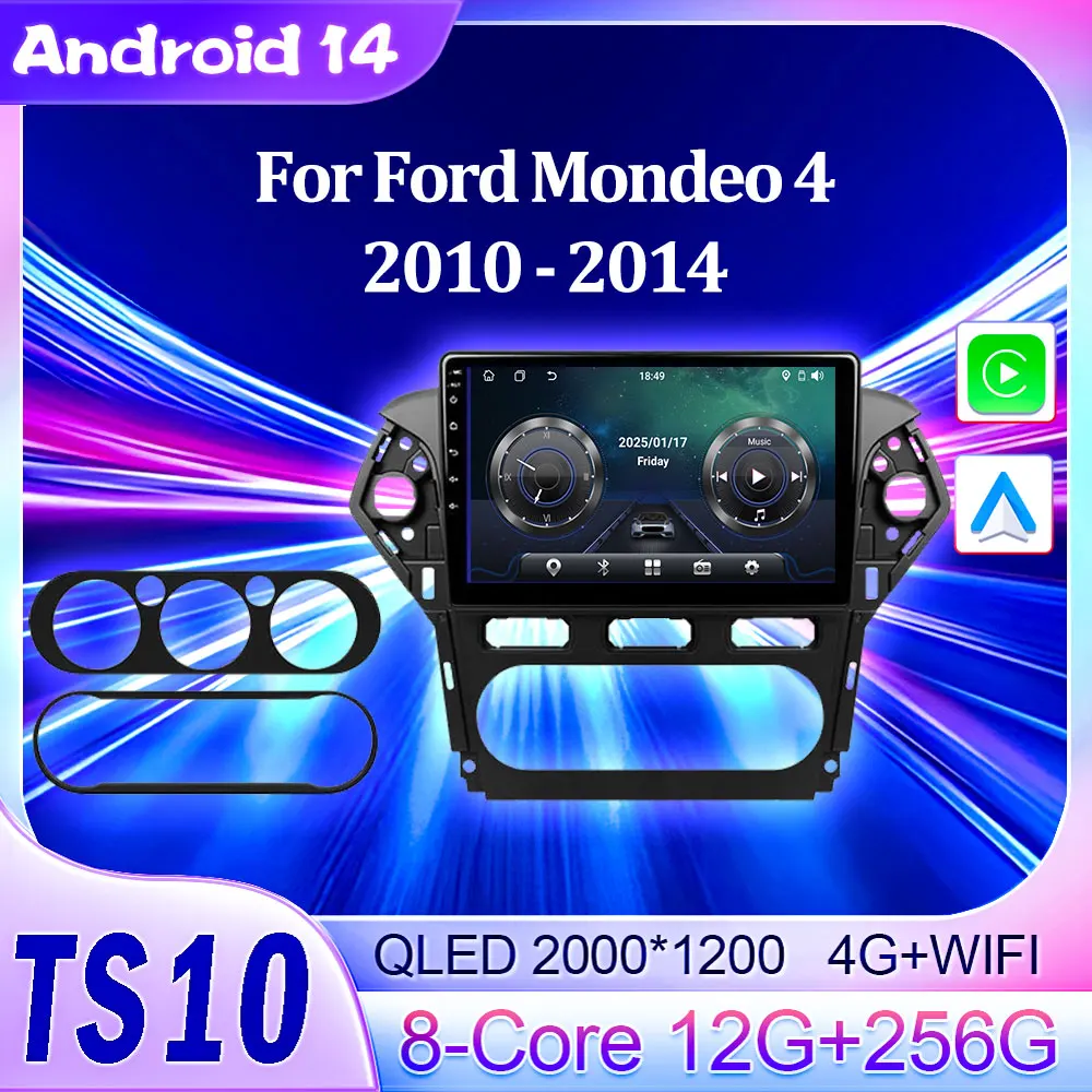 Для Ford Mondeo 4 2006-2010 Автомобильный радиоплеер Android 14 Mirror Link 8-ядерный GPS-навигатор