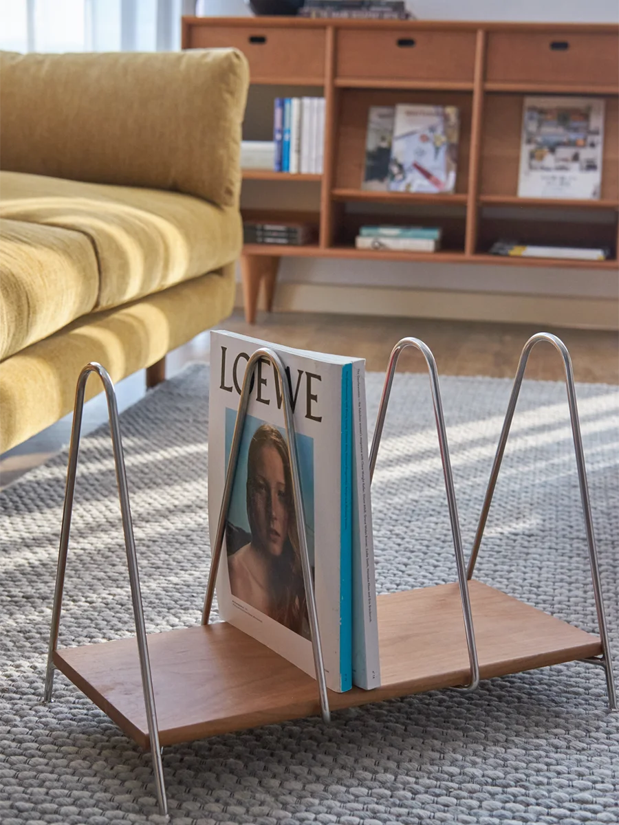 

Book and newspaper rack, floor to floor storage rack, minimalist iron magazine rack, Japanese solid wood newspaper rack, practic