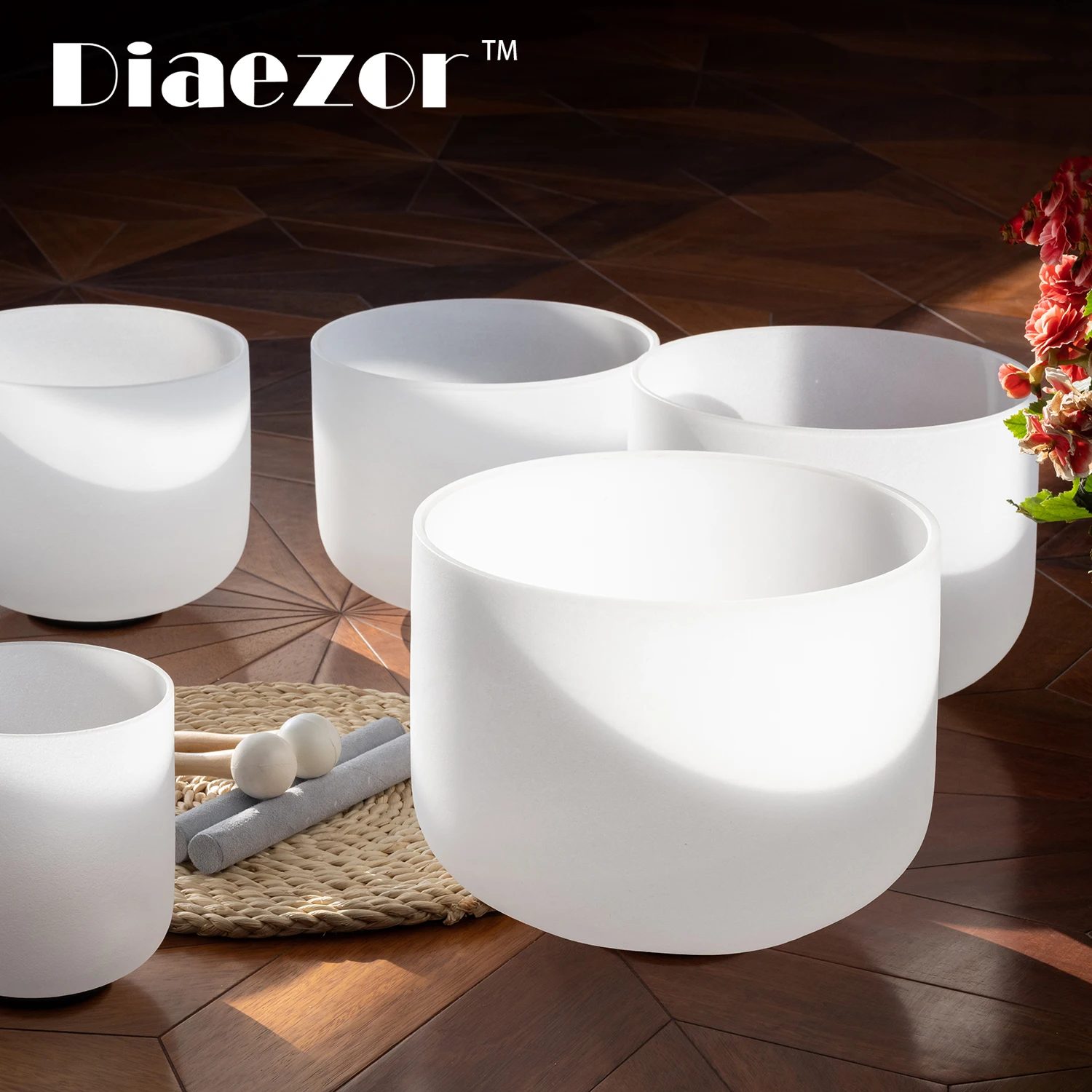 Diaezor 7-12 дюймов 7 шт. белая кристаллическая поющая чаша чакра инструмент для