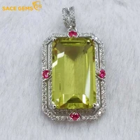 sace gems luxury necklace pendant for women 925 sterling silver 1220mm lemon quartz pendant wedding party fine jewelry gifts