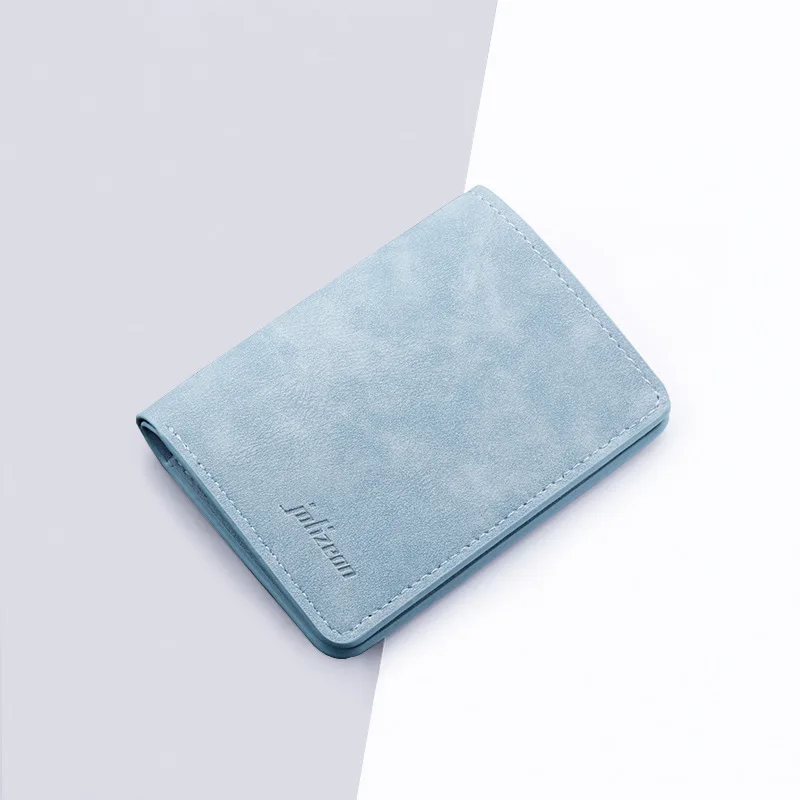 

New Men Retro Frosted PU Wallet Two Folding Male Purse Credit Card Holder Solid Color Short Wallet Purse and Wallets carteras
