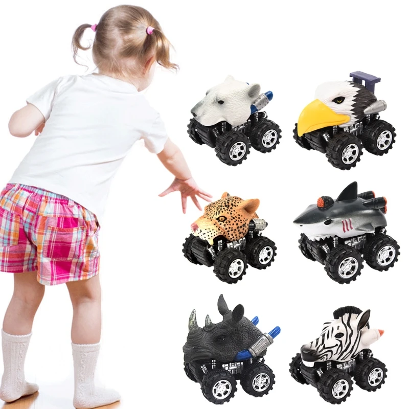 

Children's Simulated Animal Shaped Pull Back Car Toy Kids Simulated Pull Back Car Lifelike Monster Portable Toys