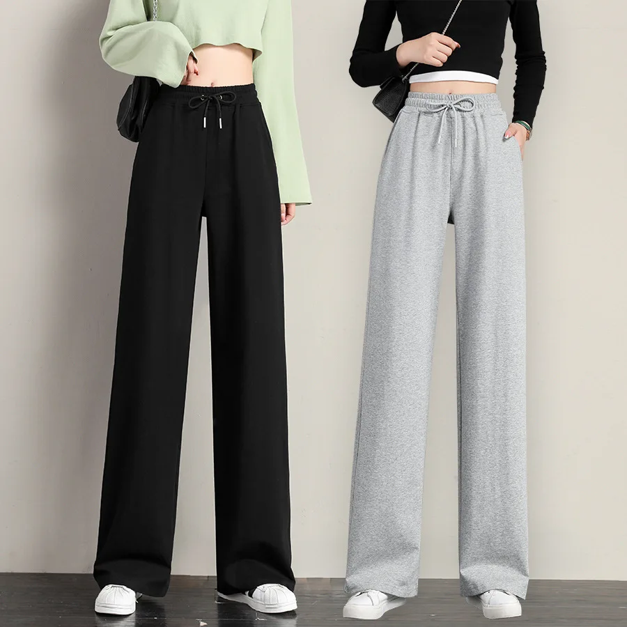 

Spring Cotton Women Casual Pant High Waist Wide Leg Harem Sweatpants Running Jogging Workout Fitness Exercise Pant Activewear