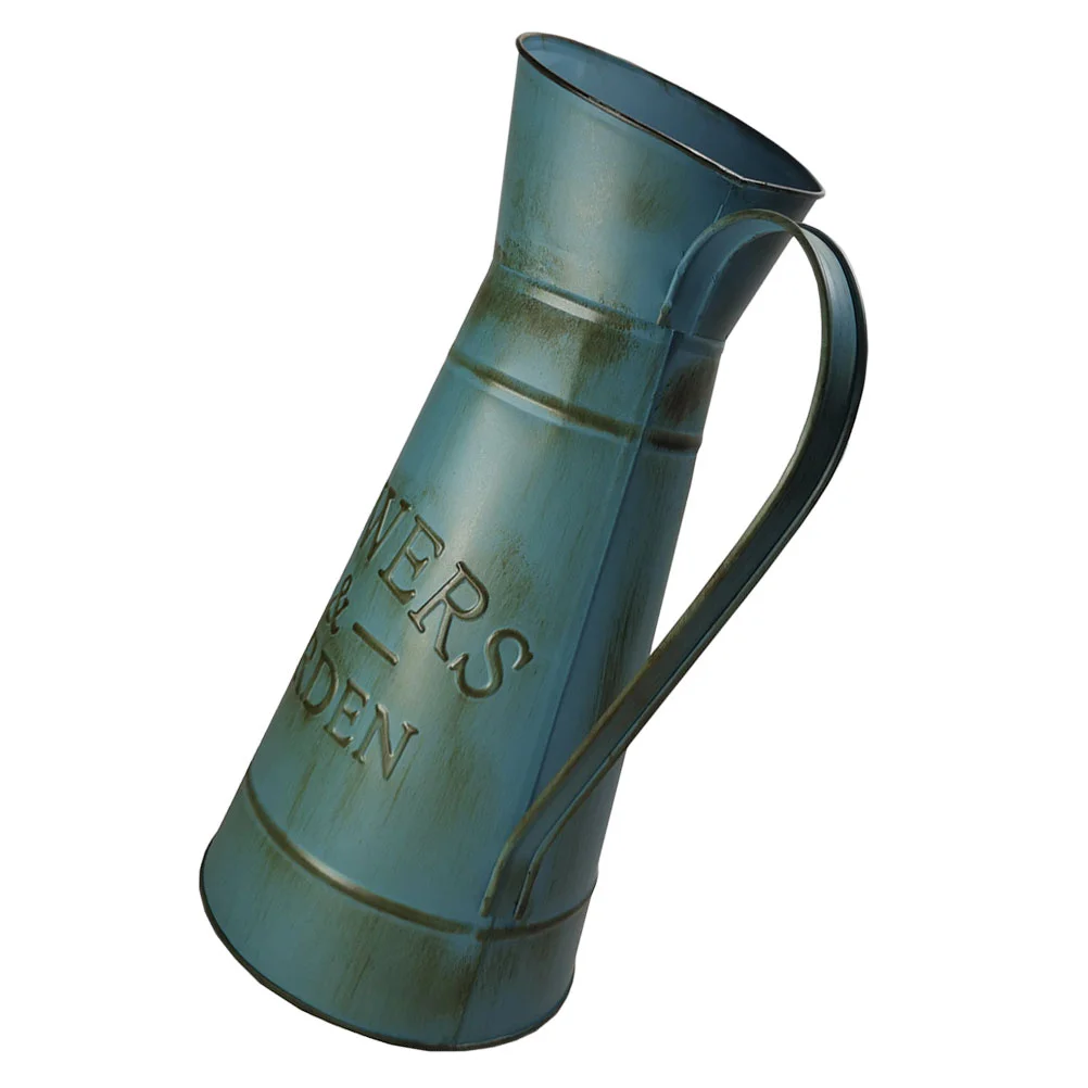 

Vase Flower Metal Bucket Jug Rusticpitcher Can Shabby Farmhouse Galvanized Vases Vintage Chic Iron Decorative Tin Flowers Pot
