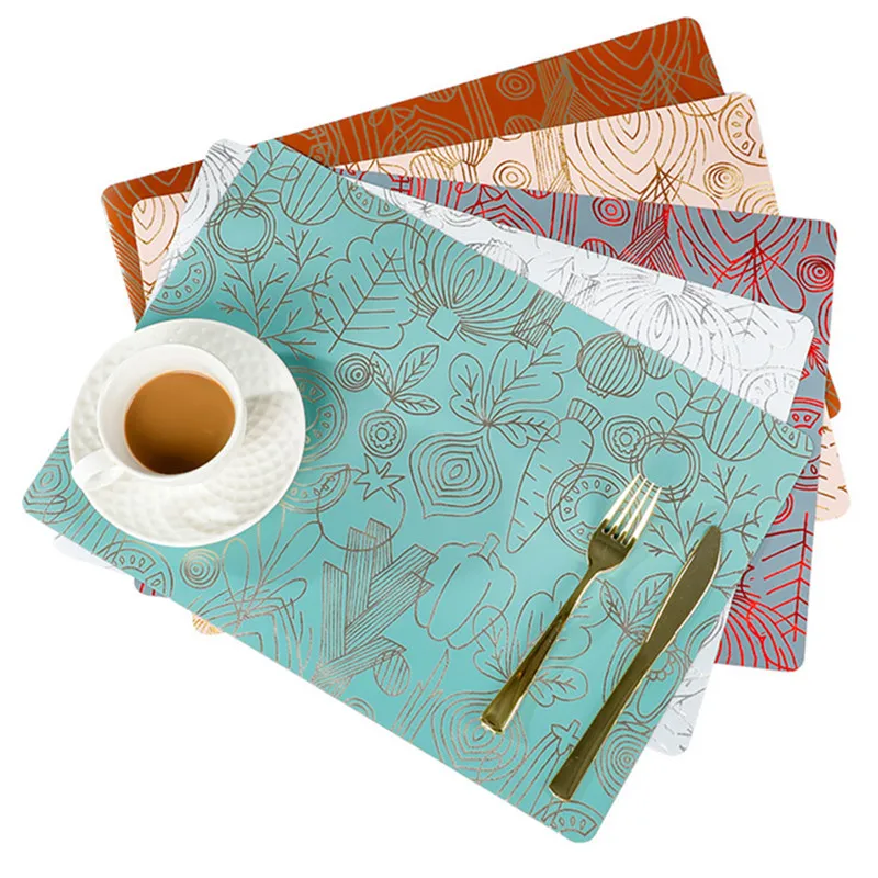 

Bronzing PVC Placemat Anti-oil Placemat Dining Table Mat Double-Sided Golden placemats Cup Mat Coasters Dining Table Mat Set