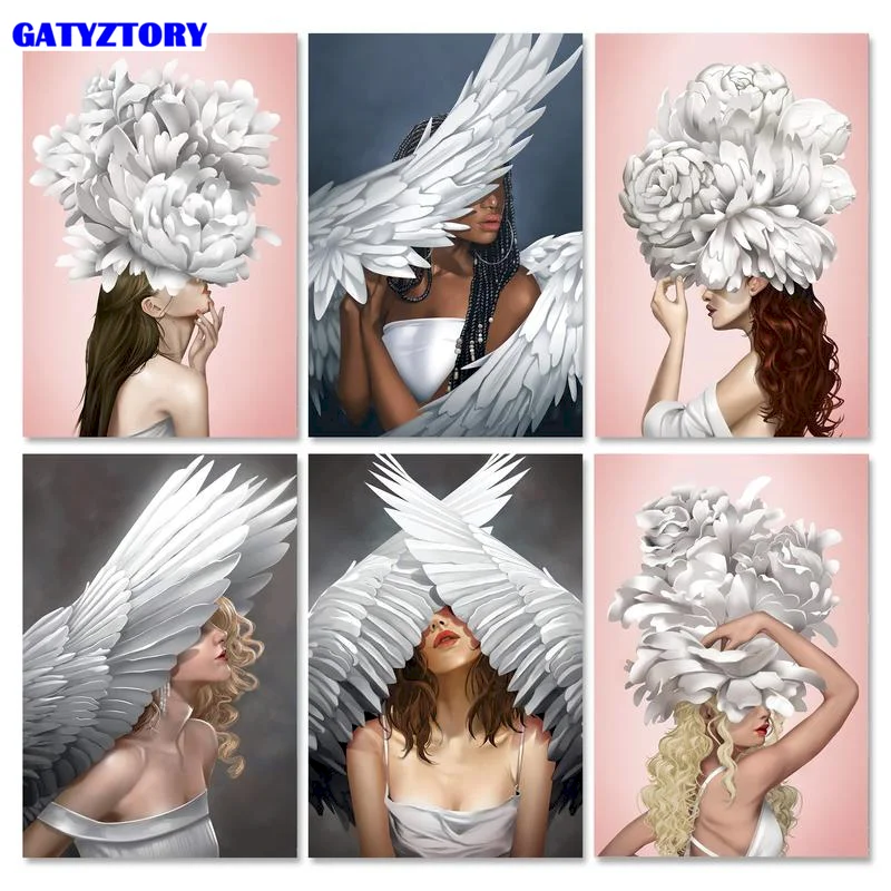 

GATYZTORY 5D DIY Diamond Embroidery Wings Girls Diamond Painting Portrait Mosaic Full Square Drill Rhinestone Pictures Stitch Ar