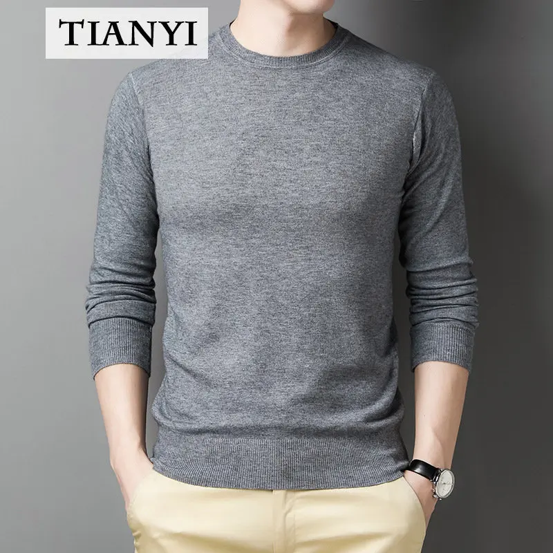 High-quality Men's Long-sleeved Sweater Men's Solid Color Half High Neck Sweater Youth Inner Base Shirt Vintage Sweater