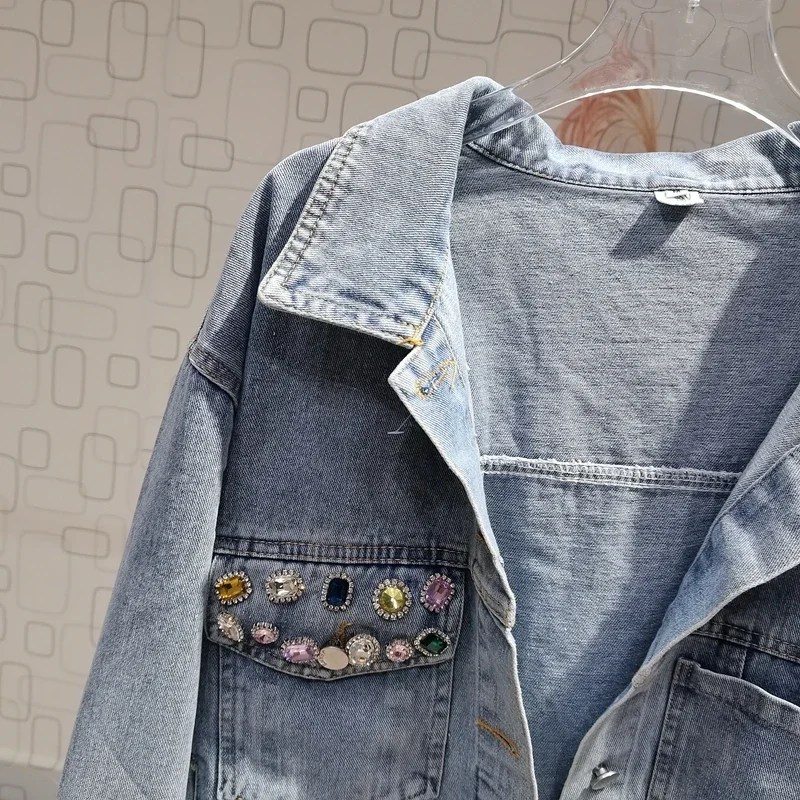 Женская винтажная джинсовая куртка Yipn.igacoyou светлого голубого цвета