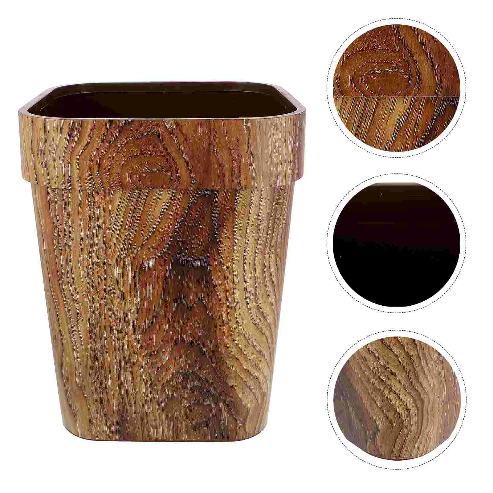 

Can Trash Bin Waste Garbage Basket Wooden Kitchen Storage Office Bathroom Vintage Wastebasket Rubbish Woodcontainer Desk