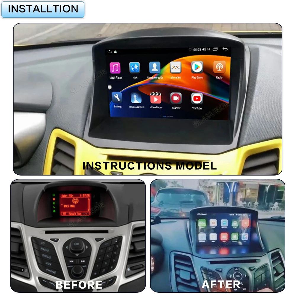 

Автомагнитола SLASUKOR на Android 12 для Ford Fiesta 2009-2014, мультимедийный плеер, стерео, Carplay, Android, автомобильный DVD, GPS-навигатор