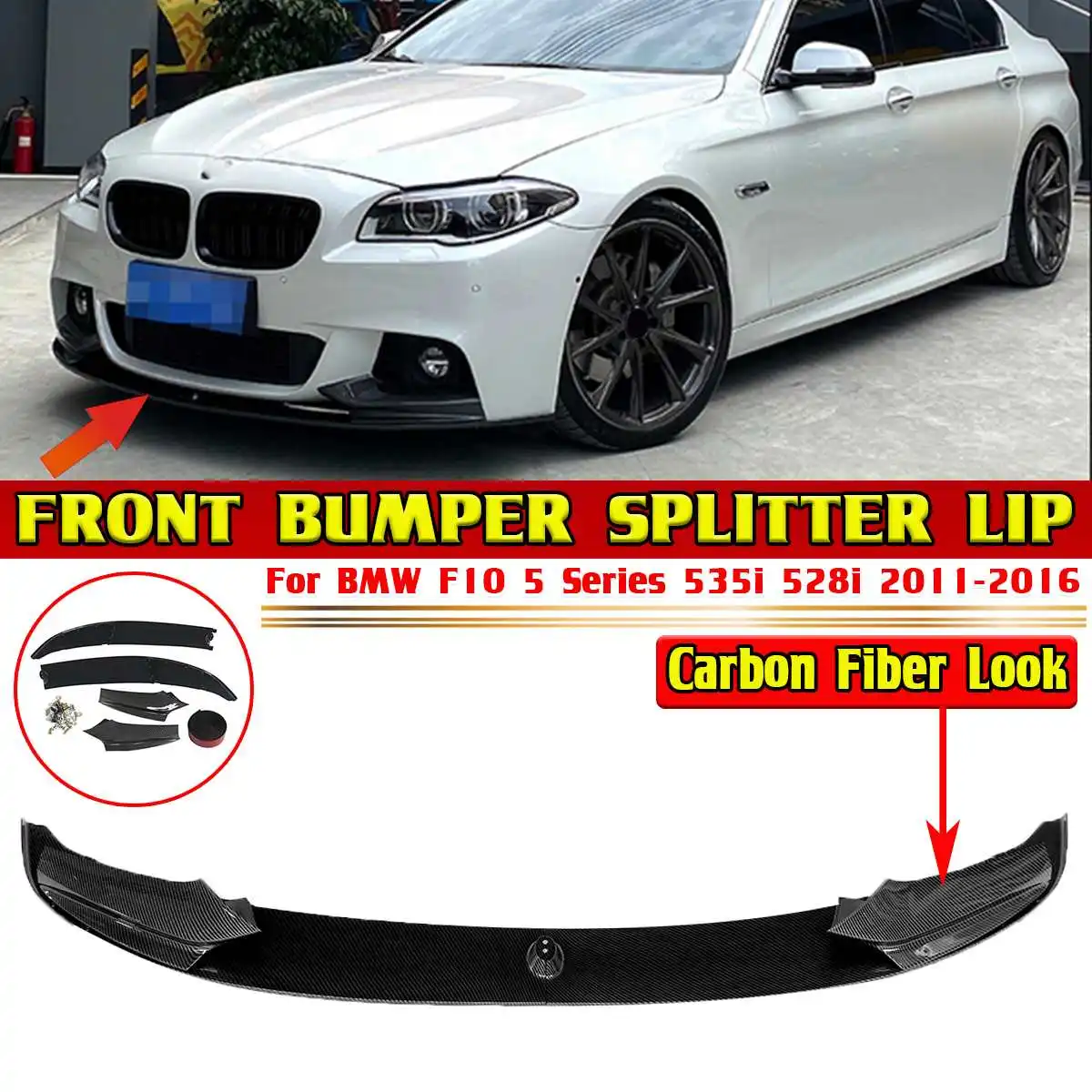 

New 4x Car Front Bumper Lip Diffuser Splitters Body Kit Aprons Cover Guard Trim For BMW F10 5 Series 535i 528i M Sport 2011-2016