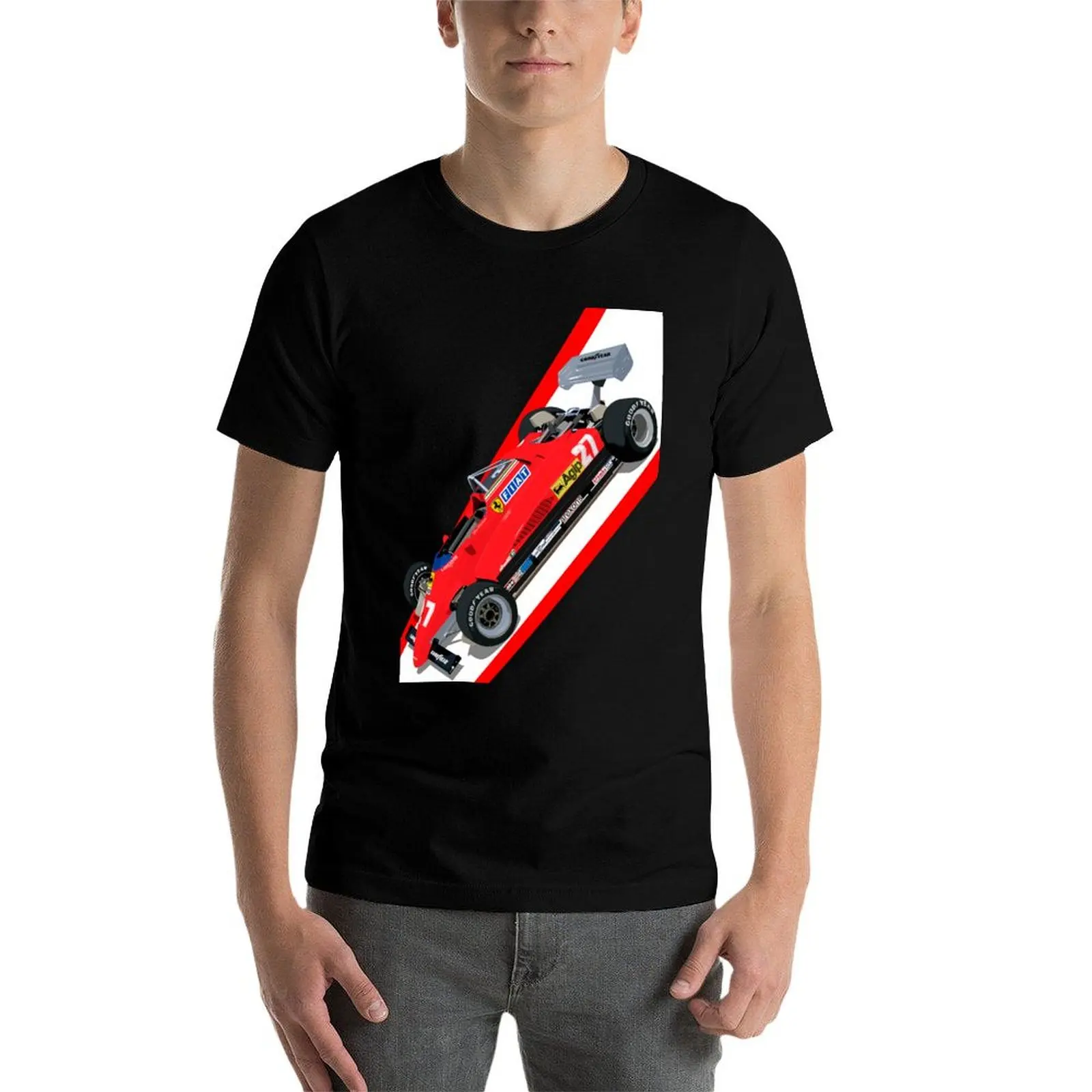 Scuderia 126C2 футболка Gilles Villeneuve черные спортивные фанаты мужская одежда винтажная