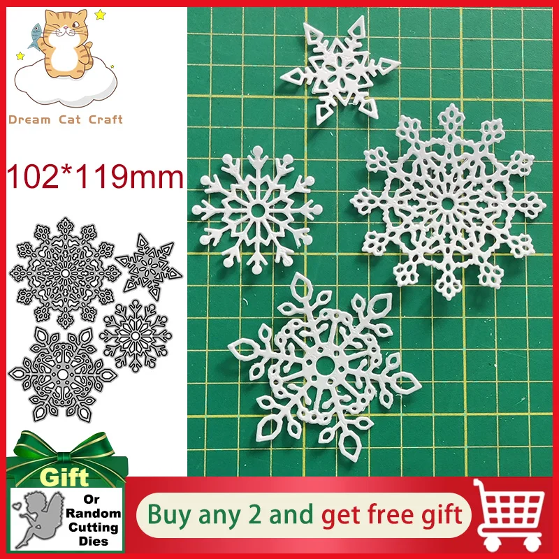 

4pcs/set Snowflake Cutting Dies Christmas Metal Cutting Dies Stencils Die Cut for DIY Scrapbooking Album Paper Card Embossing