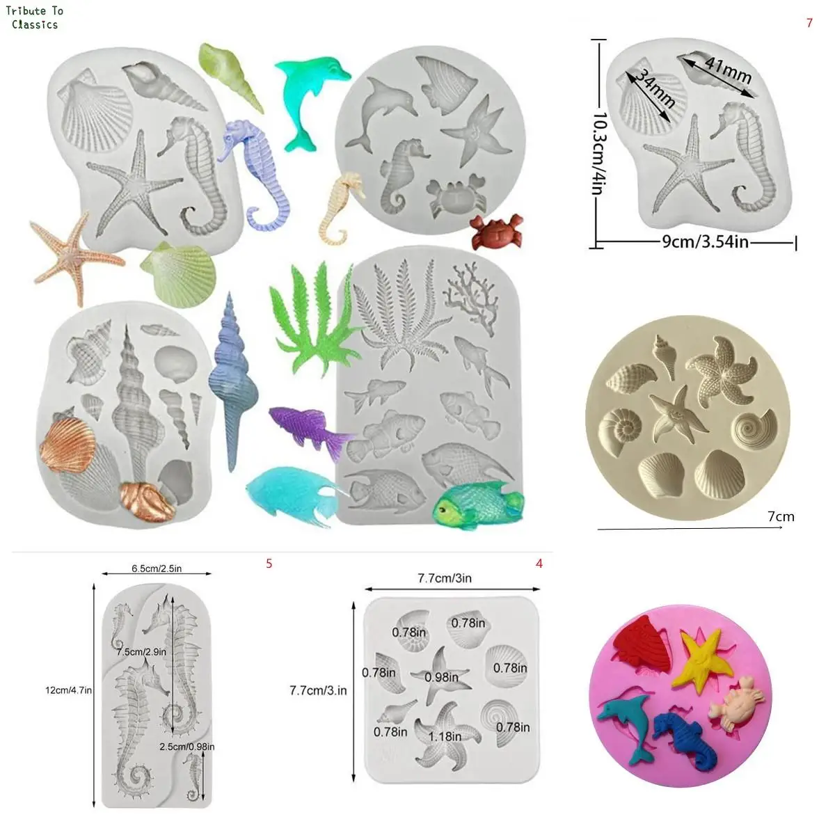 

1x DIY Lovely Shell Starfish Conch Silicone Chocolate Mold Fish Mermaid Tail Fondant Cake Decorating Tools Clay Resin Art Moulds
