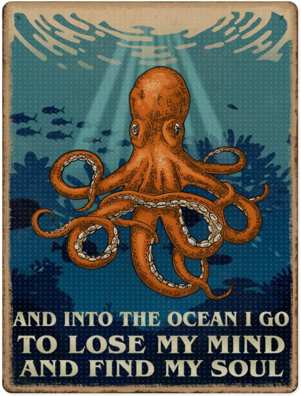 Декоративный Осьминог Keuftiy для ванной комнаты, металлический жестяной знак, украшение на стену, ретро-бар, знак, вдохновляющая модель, Декор ...
