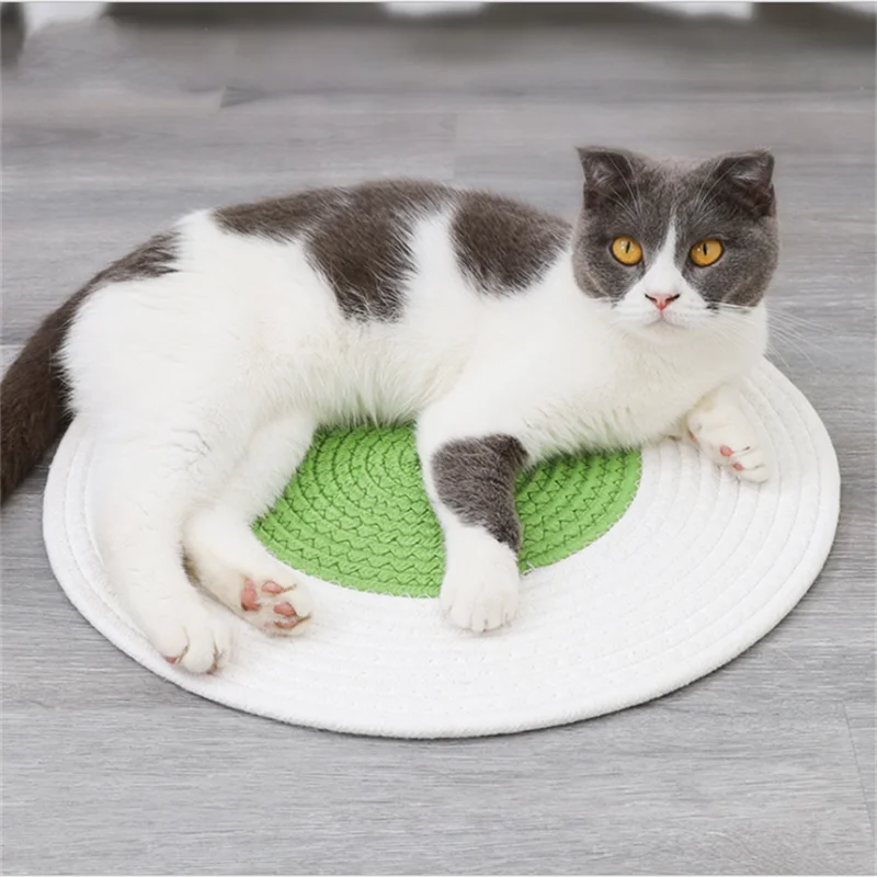 

Round Cat Bed Mat 100% Handmade Woven Summer Pet Supplies Thread Grinding Claw Mattress Scratching Blanket Wholesale CW301