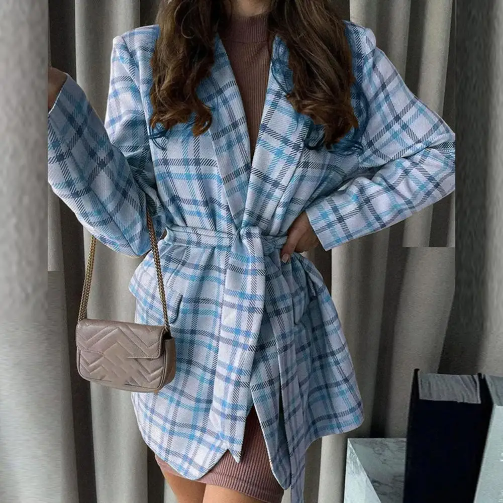 

Женское осеннее пальто с поясом, свободный утепленный кардиган средней длины, Женский блейзер, Женский блейзер для повседневной носки