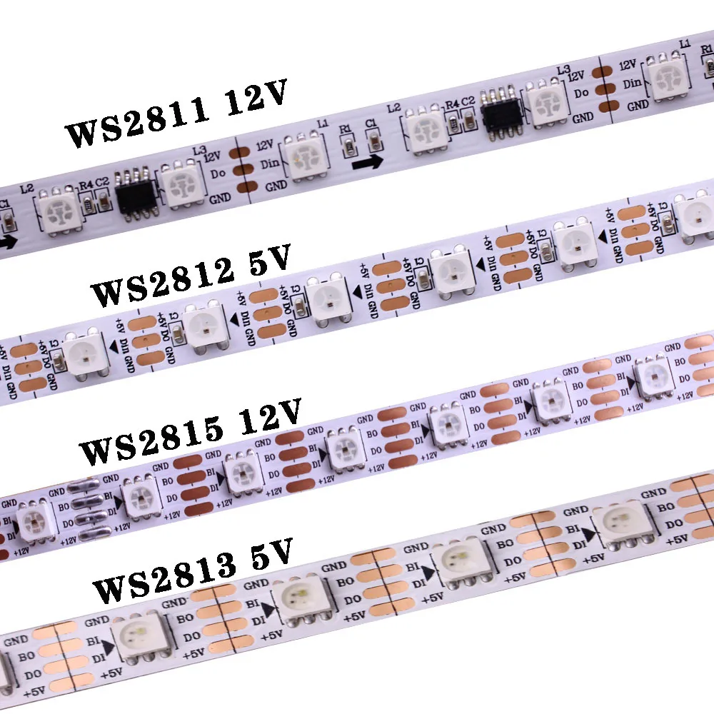 Пиксельные светодиодные ленты WS2812B WS2815 WS2811 WS2813 RGB SMD 5050 индивидуально адресуемые