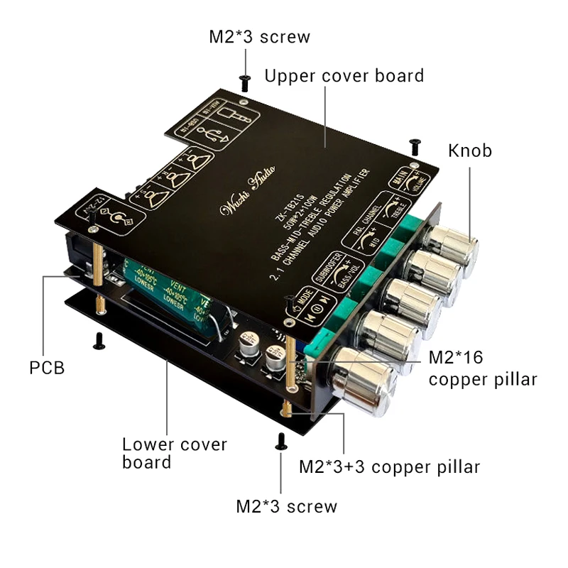 2*50 Вт + 100 Плата усилителя мощности сабвуфера Bluetooth TPA3116D2 Класс D USB звуковая карта