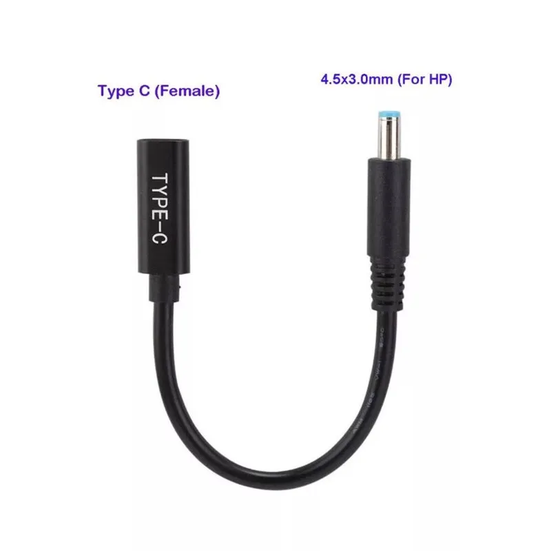 Blue Tip USB C Type Female to 4.5x3.0mm DC Adapter Cable PD Converter for HP Pavilion elitebook Stream touchsmart |