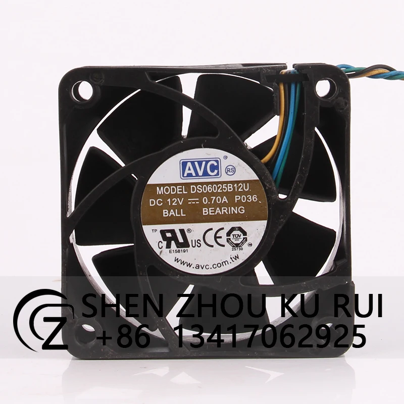 

DS06025B12U Case Cooling Fan for AVC 24v 48v DC12V 0.7A ECAC 60x60x25mm 6cm 6025 4-wire Temperature Control CPU Heat Dissipation