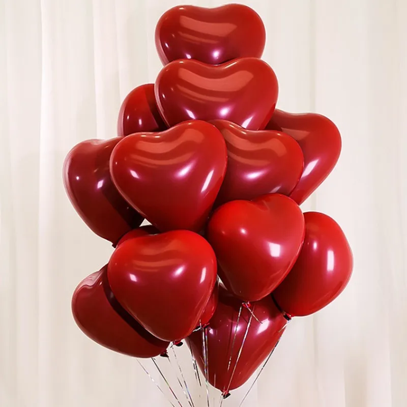

Valentine's Day Red Heart Shaped Balloon Round Double Latex Balloon Proposal Dating Wedding Arrangement Decoration