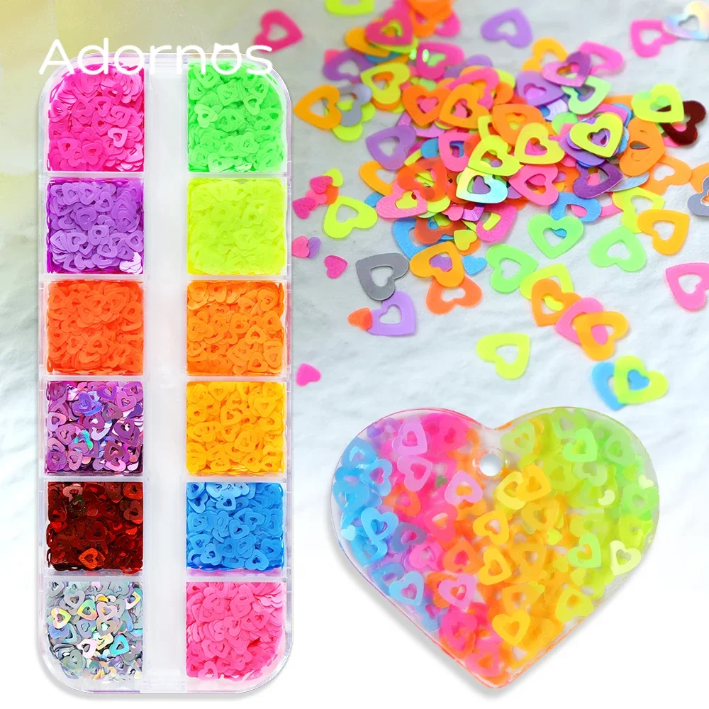 Радужный цвет сердечки любви блестки полимерное наполнитель блестящие хлопья