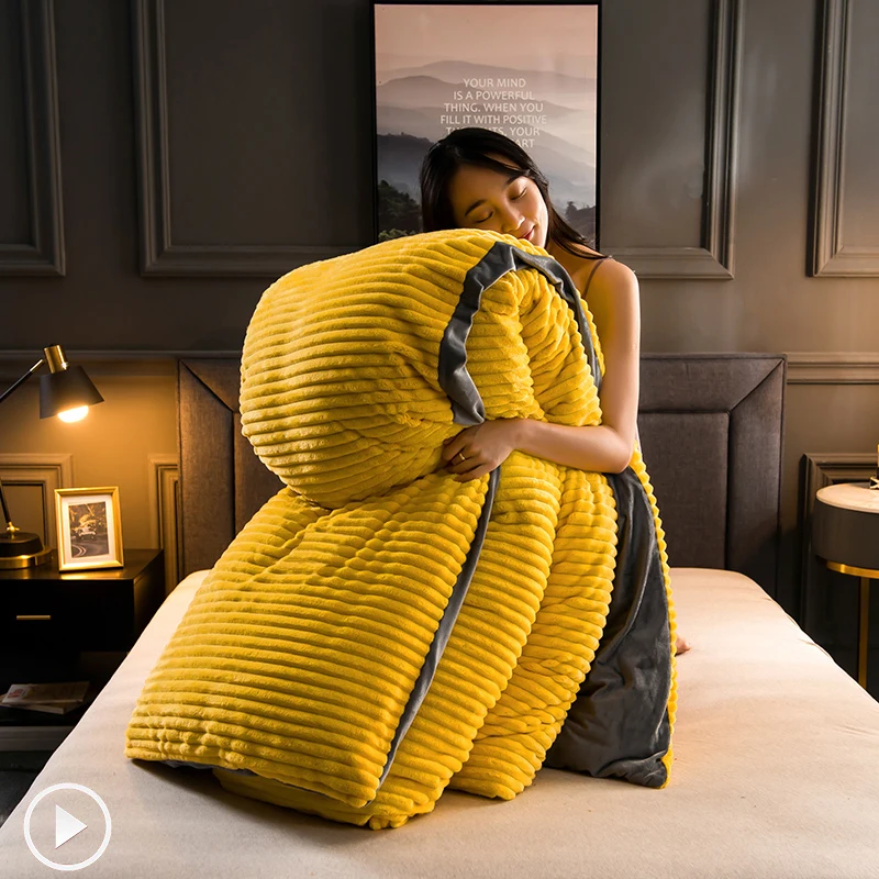 

Плотное теплое зимнее одеяло для кровати, версия AB, двухсторонний бархатный пододеяльник, наволочка, Фланелевое постельное белье, Королевс...