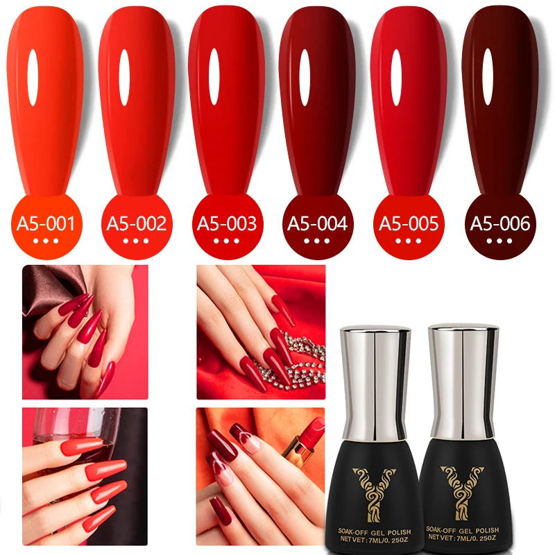 

YOKE FELLOW Nail Gel Polish Kit 6pcs/set x 7ml Semi Permanent Soak Off UV LED Nails Varnish Set Long-Lasting Solid For Nail Art