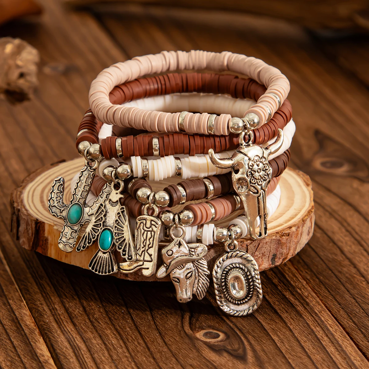 Ingemark 6 шт./компл. этнические ботинки кактуса с бычьим головой браслет подвеской