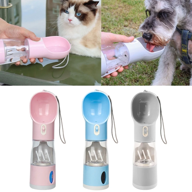 

Dog Water Bottle Portable Leak Proof Pet Water Dispenser with Drinking and Feeding Function Poop Bag Dispenser Y5GB