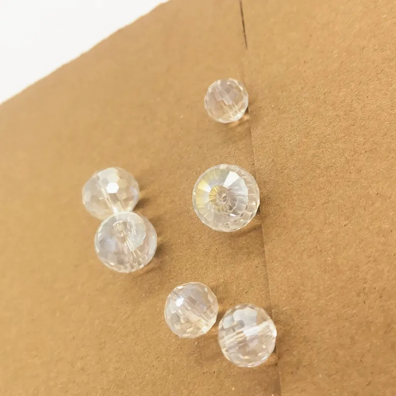 1 Pack 12/15MM White Clear AB Crystal Glass 96 Faced Loose DIY Beads For Jewelery Making s1108