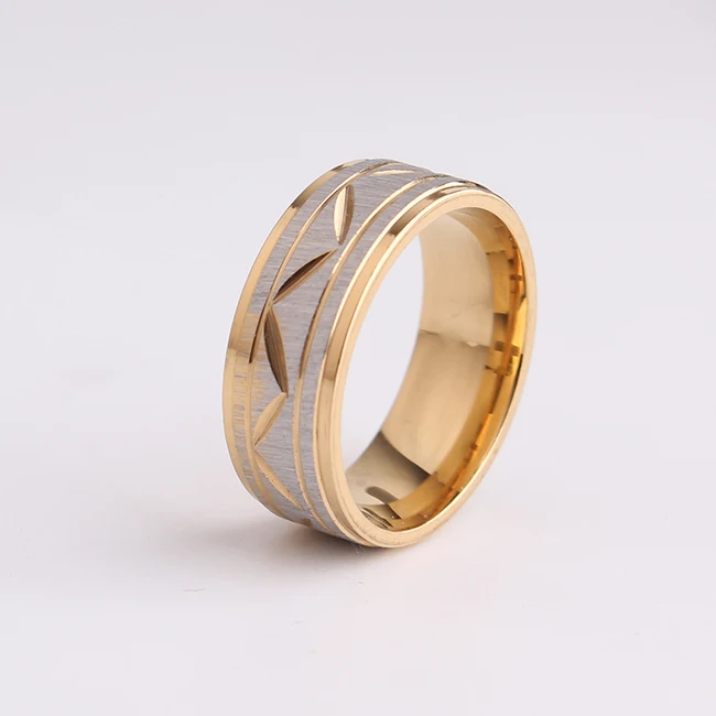 

Scrub Leaf Gold color 316L Stainless Steel finger rings for men wholesale